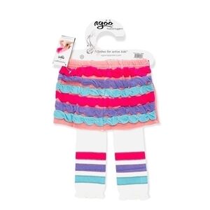 NWT AGOO Tushie Baby Girl Huggers Flower Cascade Crowler Leggings